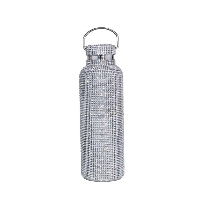 350/500/750ml Bling Stainless Steel Water Bottle - Sparkling Tumbler Cup with Leakproof Lid, Elegant Rectangular Design for Hot & Cold Drinks, Perfect Christmas, Mother'S Day, Graduation Gift for Adults, Hand Wash Only, Holid
