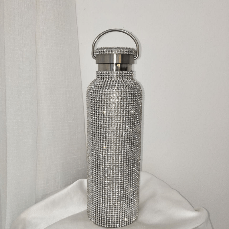 350/500/750ml Bling Stainless Steel Water Bottle - Sparkling Tumbler Cup with Leakproof Lid, Elegant Rectangular Design for Hot & Cold Drinks, Perfect Christmas, Mother'S Day, Graduation Gift for Adults, Hand Wash Only, Holid