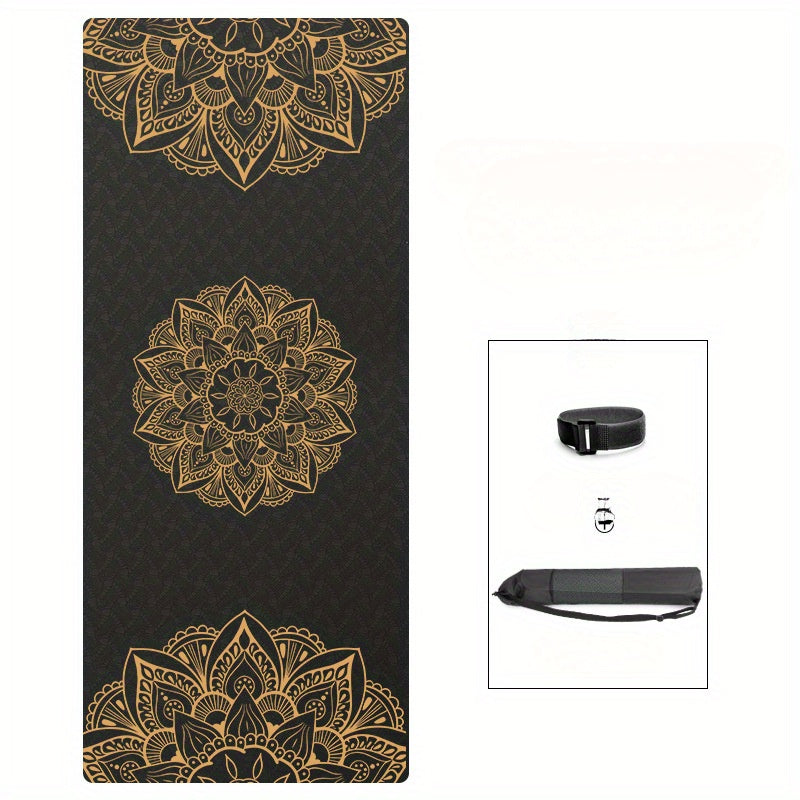 [Thickened Anti-slip Yoga Mat] Nagudi Silent Thickened and Widened Anti-slip Home Fitness Sports Dance Yoga Tpe Yoga Mat for Men and Women