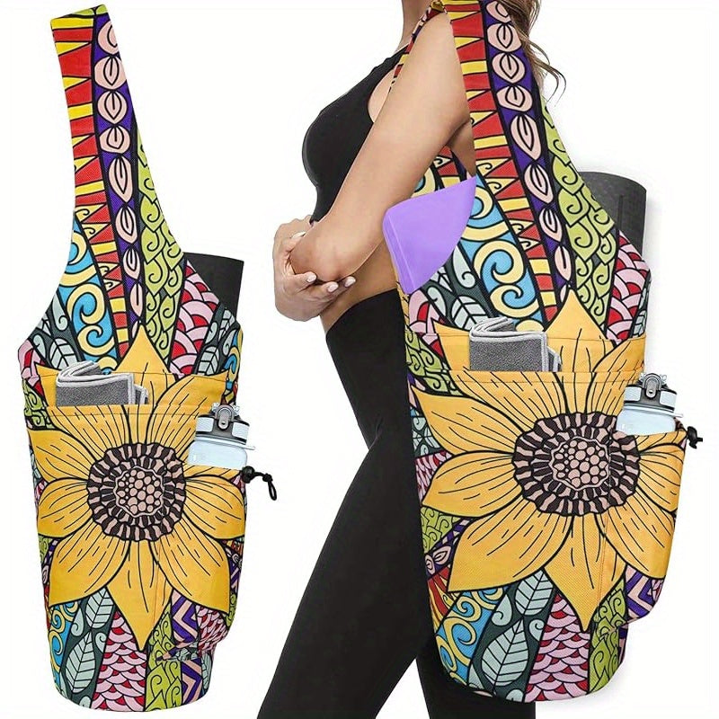 Yoga Mat Bag- Large Opening Long Tote Yoga Mat Carrier Holder Bag with High Quality Wet Zipper Pocket and Drawstring Water Bottle Pocket- Yoga Bag Fit Most Size Mats