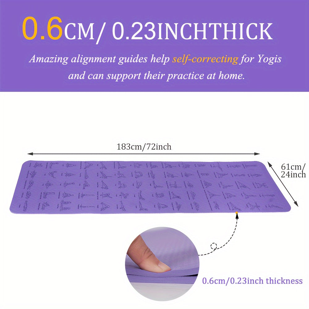 1pc, 6mm Non-slip Yoga Mat, Pilates Mat For Fitness Gymnastics Exercise