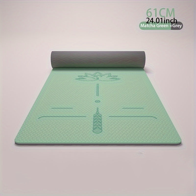 1pc TPE Yoga Mat, Anti-Slip Wide Thick Double-Layer Fitness Mat, Unisex Lotus Position Guide Line, Exercise Equipment, Available in Multiple Colors, 6.0ft*24.02inch*0.6mm or 183*80*12mm