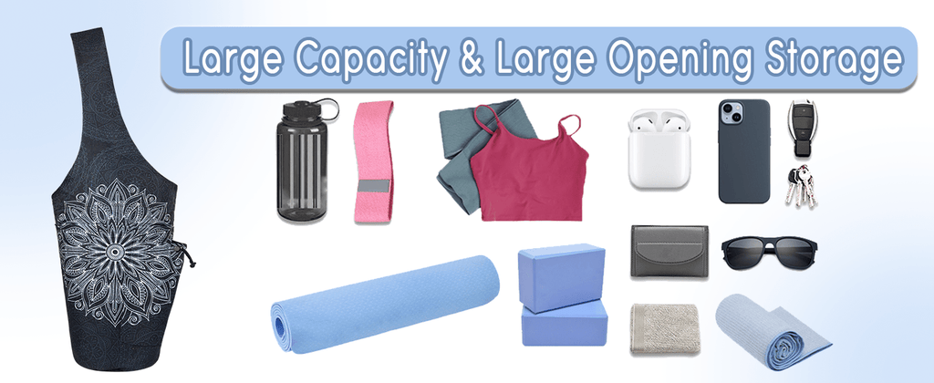 Yoga Mat Bag- Large Opening Long Tote Yoga Mat Carrier Holder Bag with High Quality Wet Zipper Pocket and Drawstring Water Bottle Pocket- Yoga Bag Fit Most Size Mats
