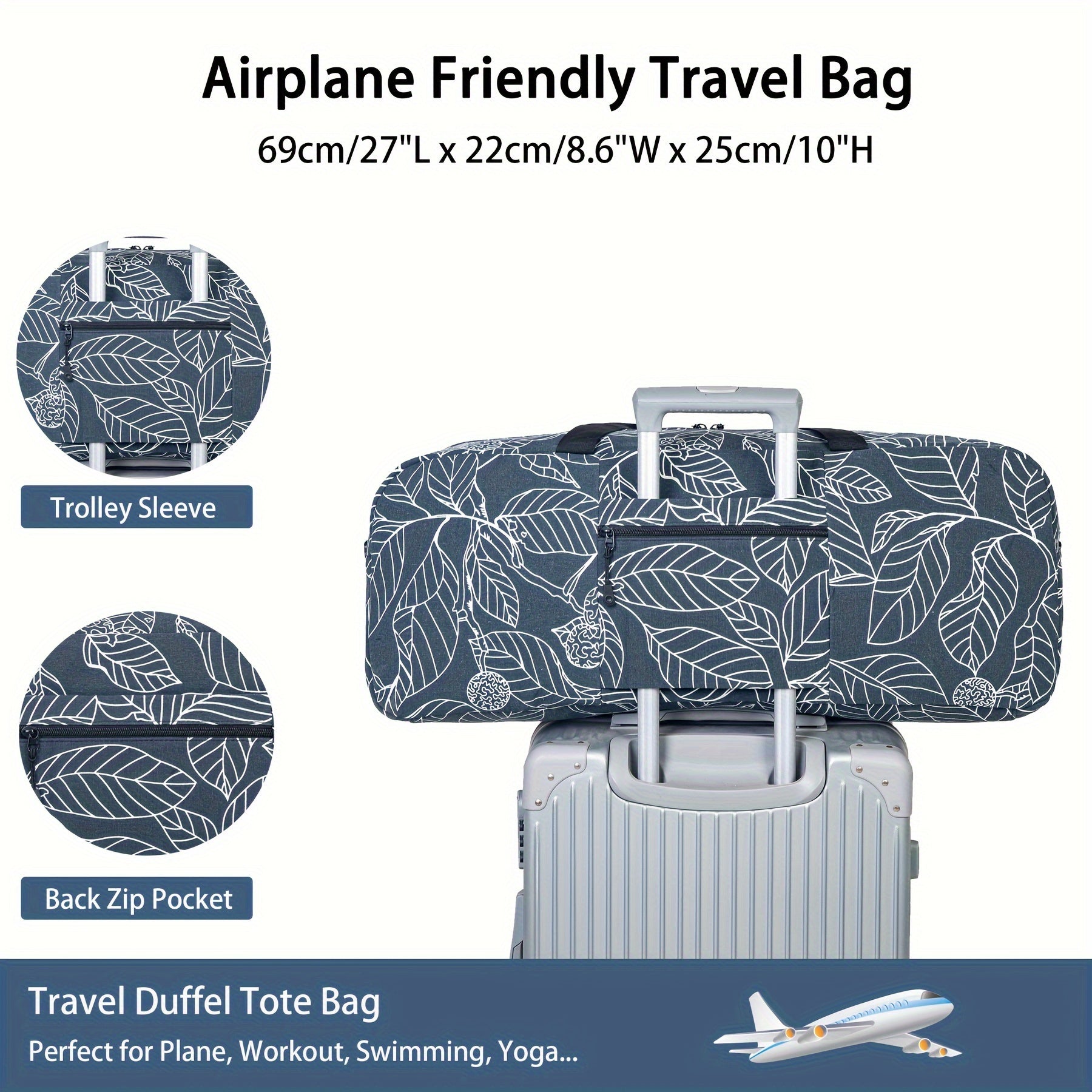 [Durable Gym Bag] Durable, Spacious Unisex Gym Bag with Water Bottle Pocket & Wet Pocket | Yoga Mat Holder Bag - Travel, Swimming, Workout Tote for Men & Women - Airplane Approved