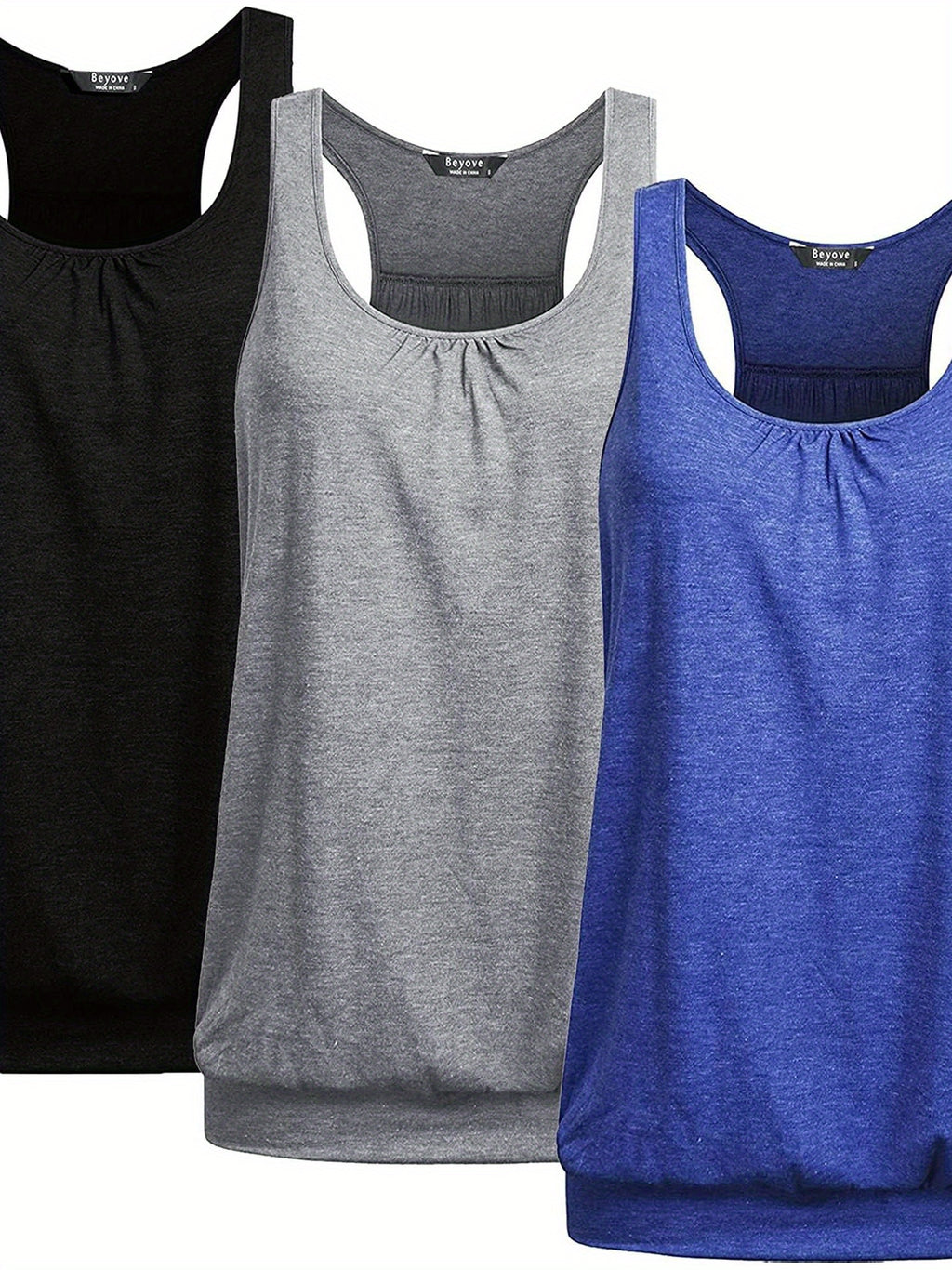 ELESOL Racerback Tank Tops for Women Yoga Athletic Workout Tops Sleeveless Loose Fit Muscle Shirts Activewear 3 Pack