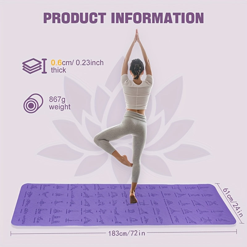 1pc, 6mm Non-slip Yoga Mat, Pilates Mat For Fitness Gymnastics Exercise