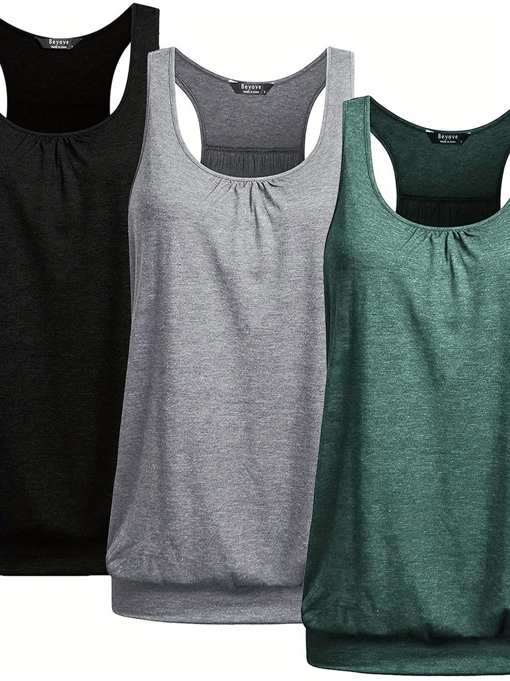 ELESOL Racerback Tank Tops for Women Yoga Athletic Workout Tops Sleeveless Loose Fit Muscle Shirts Activewear 3 Pack