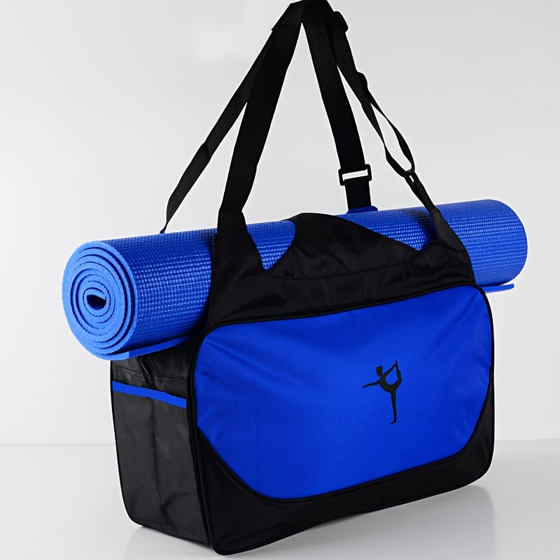 Large Capacity Yoga Mat Bag - Water-Resistant Nylon, Spacious Shoulder Strap, Multiple Compartments for Fitness & Travel, Pink/Green/Blue, Yoga Accessories | Casual Yoga Bag | Adjustable Strap Bag