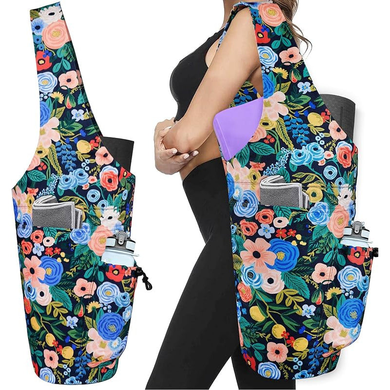 Yoga Mat Bag- Large Opening Long Tote Yoga Mat Carrier Holder Bag with High Quality Wet Zipper Pocket and Drawstring Water Bottle Pocket- Yoga Bag Fit Most Size Mats