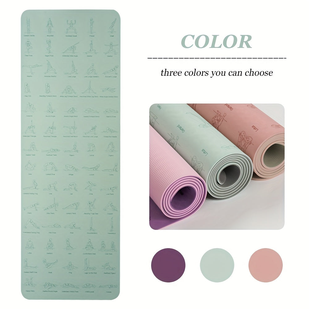 1pc, 6mm Non-slip Yoga Mat, Pilates Mat For Fitness Gymnastics Exercise