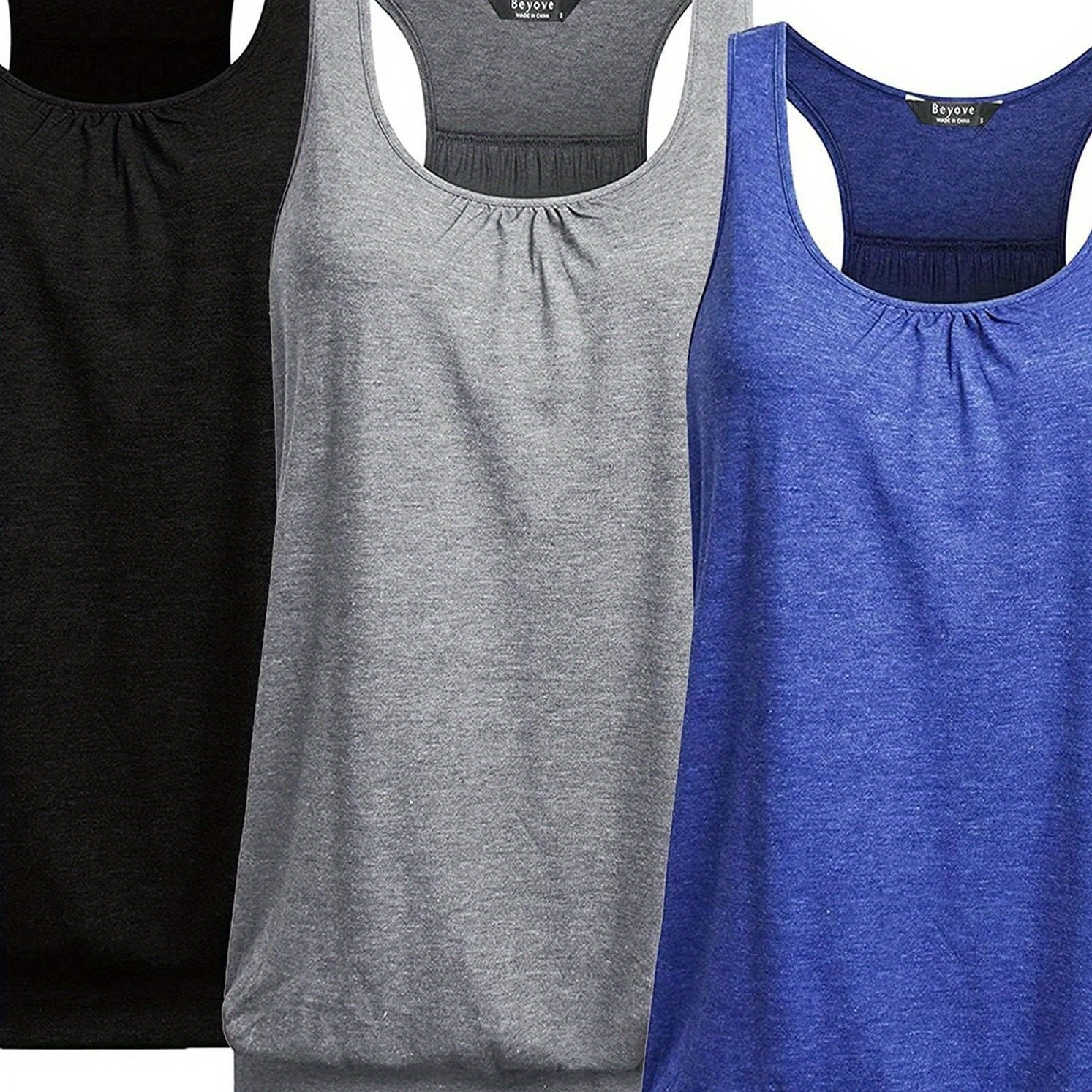 ELESOL Racerback Tank Tops for Women Yoga Athletic Workout Tops Sleeveless Loose Fit Muscle Shirts Activewear 3 Pack