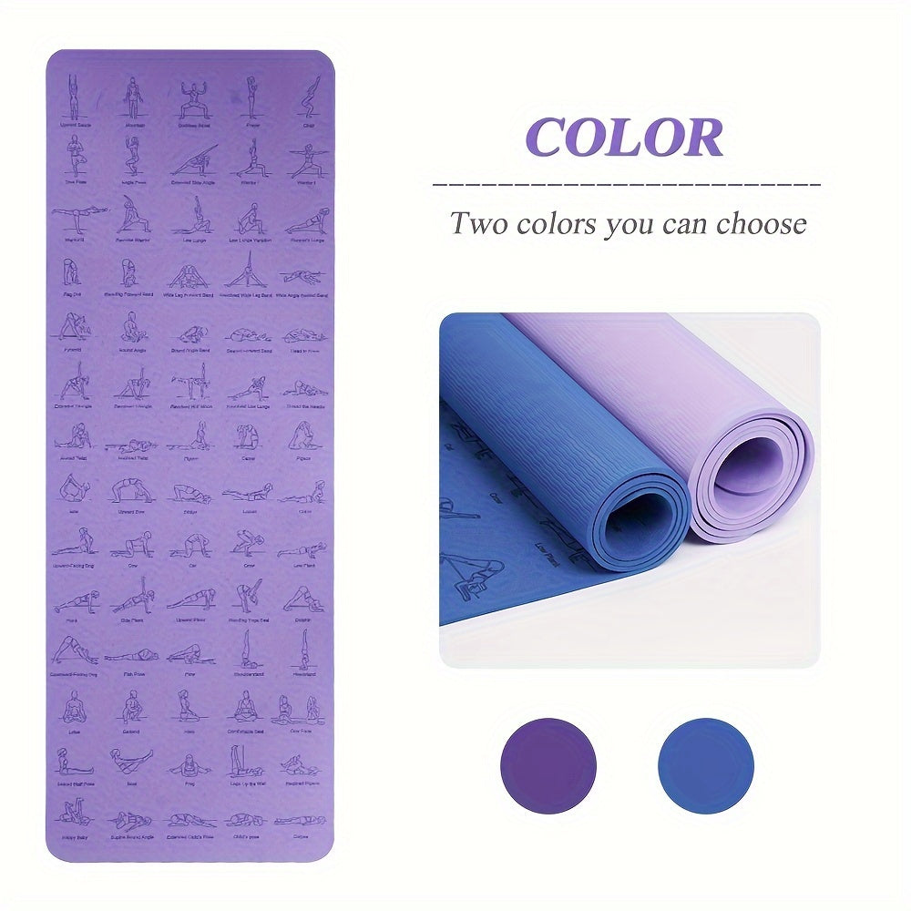 1pc, 6mm Non-slip Yoga Mat, Pilates Mat For Fitness Gymnastics Exercise