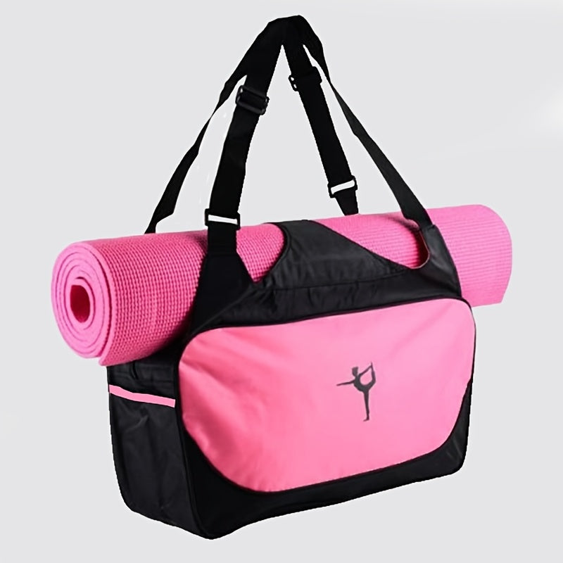 Large Capacity Yoga Mat Bag - Water-Resistant Nylon, Spacious Shoulder Strap, Multiple Compartments for Fitness & Travel, Pink/Green/Blue, Yoga Accessories | Casual Yoga Bag | Adjustable Strap Bag