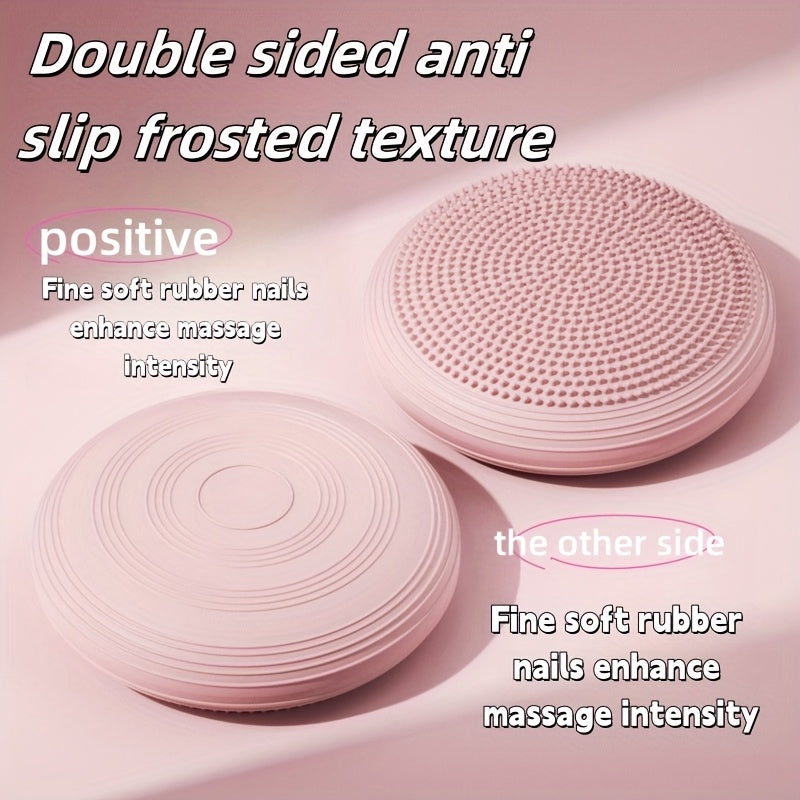 1pc Yoga Balance Pad with Free Pump – Core Reinforcement & Foot Massage, Multi-Purpose Air Cushion for Yoga, Pilates, and Strength Training, Available in Gray/Pink/Blue, PVC Material, Pilates Accessory | Textured Surface Ma