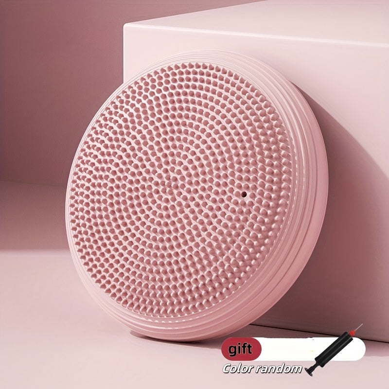 1pc Yoga Balance Pad with Free Pump – Core Reinforcement & Foot Massage, Multi-Purpose Air Cushion for Yoga, Pilates, and Strength Training, Available in Gray/Pink/Blue, PVC Material, Pilates Accessory | Textured Surface Ma