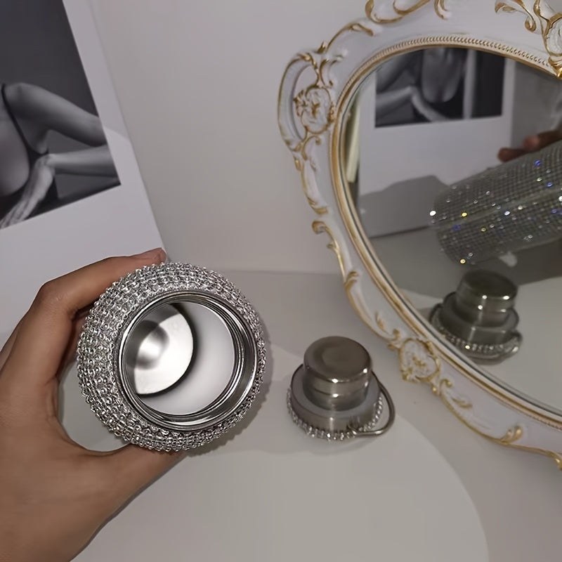 350/500/750ml Bling Stainless Steel Water Bottle - Sparkling Tumbler Cup with Leakproof Lid, Elegant Rectangular Design for Hot & Cold Drinks, Perfect Christmas, Mother'S Day, Graduation Gift for Adults, Hand Wash Only, Holid