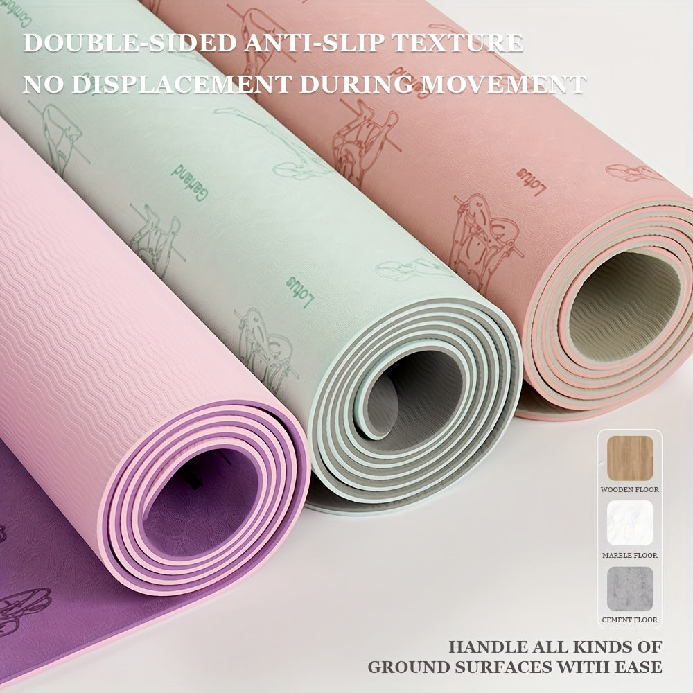 1pc, 6mm Non-slip Yoga Mat, Pilates Mat For Fitness Gymnastics Exercise