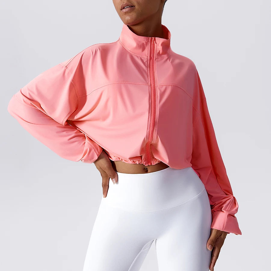 New Arrive Women Yoga Jacke With Shrink Rope Workout Coats Long Sleeve Slim Sports Jacket Gym Outfits