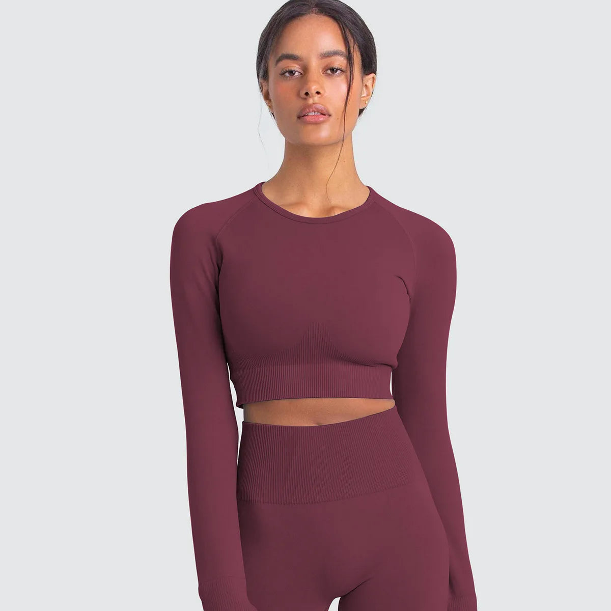 New Knitted Seamless Women Yoga Top Running Outerwear Long Sleeves Top Female Gym Training Yoga Top