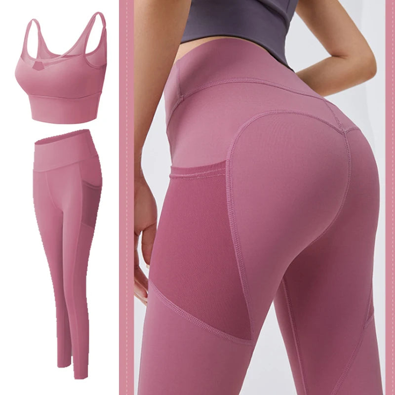 2 Piece Set Workout Clothes for Women Sports Bra and Leggings Set Sports Wear for Women Gym Clothing Athletic Yoga Set