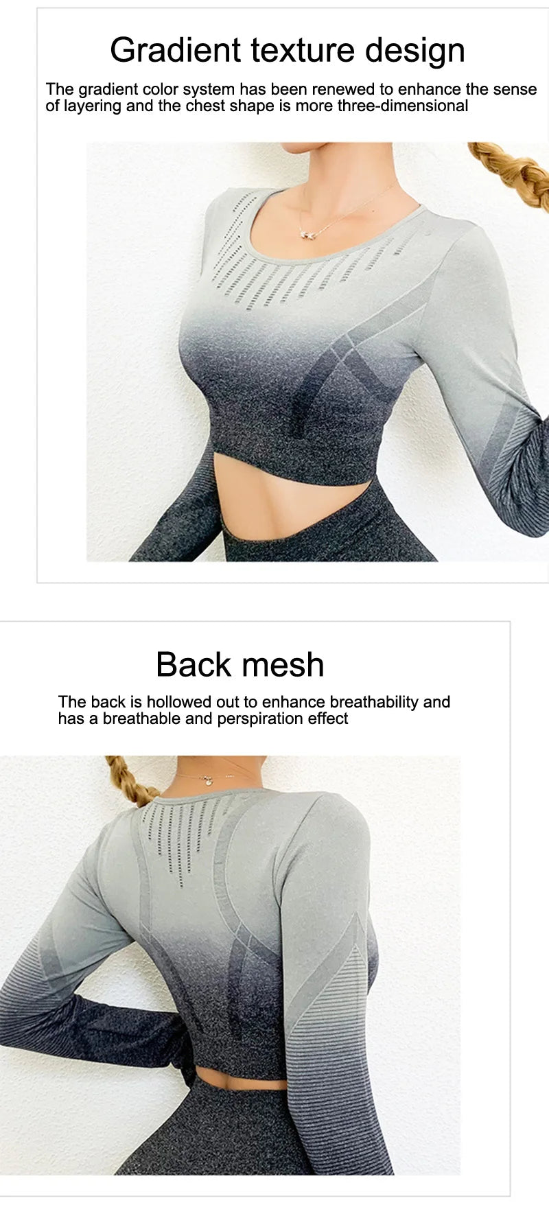 Gym Sets Seamless Sport Set Women 2 Piece Long Sleeve T Shirt Sport Leggings Yoga Sportsuit Workout Active Outfit Fitness