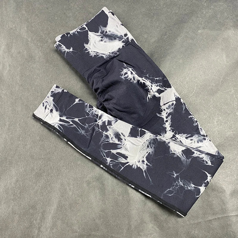 Women Leggings Tie Dye Sports Leggings Women Yoga Pants Fitness Gym Yoga Leggings Grey High Waist Seamless for Adults Red Black