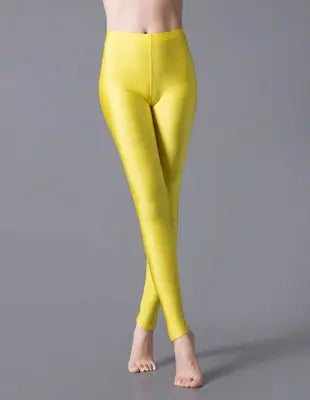 Women Shiny Pant Leggings Hot Selling Leggings Solid Color Fluorescent Spandex Elasticity Casual Trousers Shinny Legging