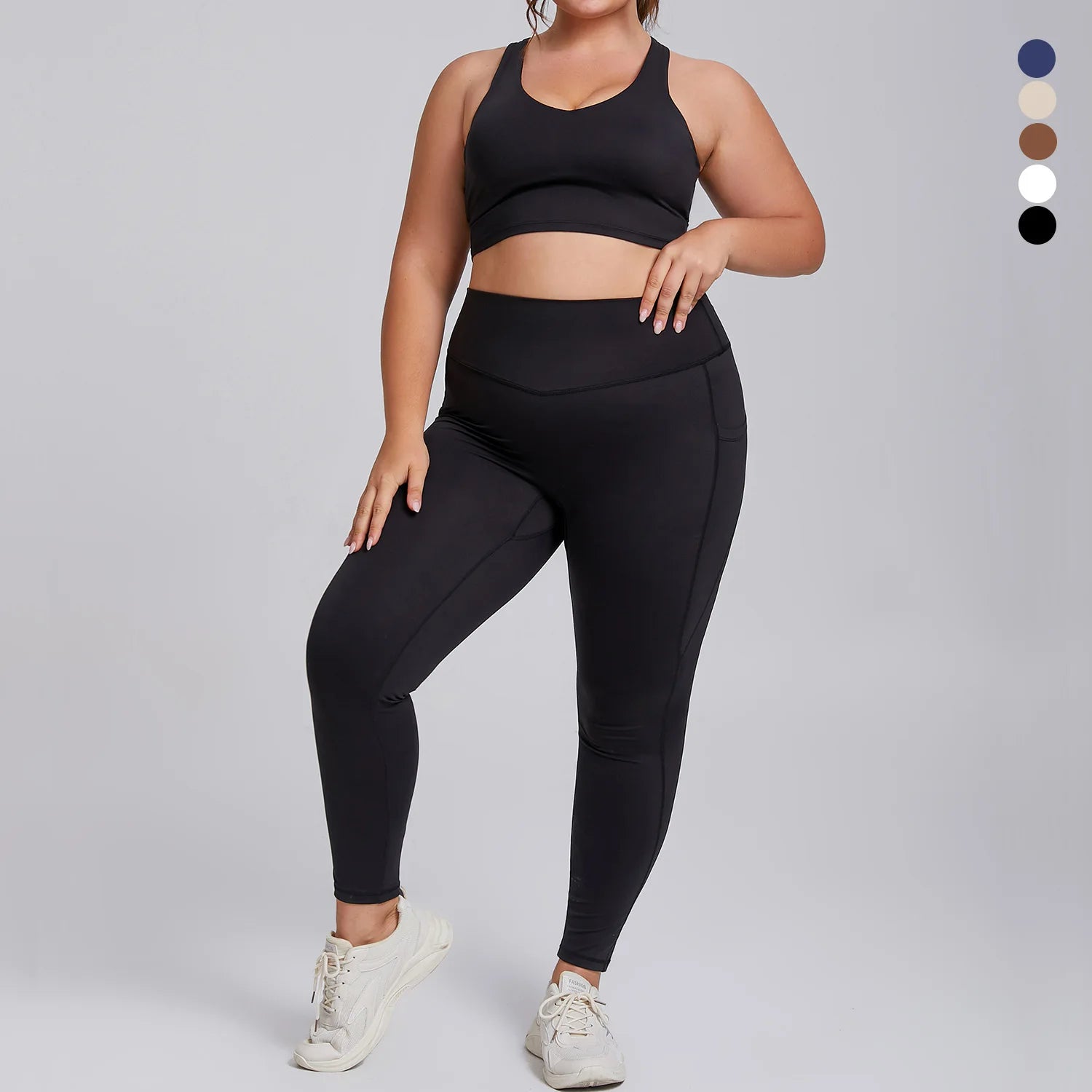 Plus Size 3XL New Ladies Yoga  Set Pocket Yoga Leggings Gym Pants Sports Bra Workout Women Yoga Suit