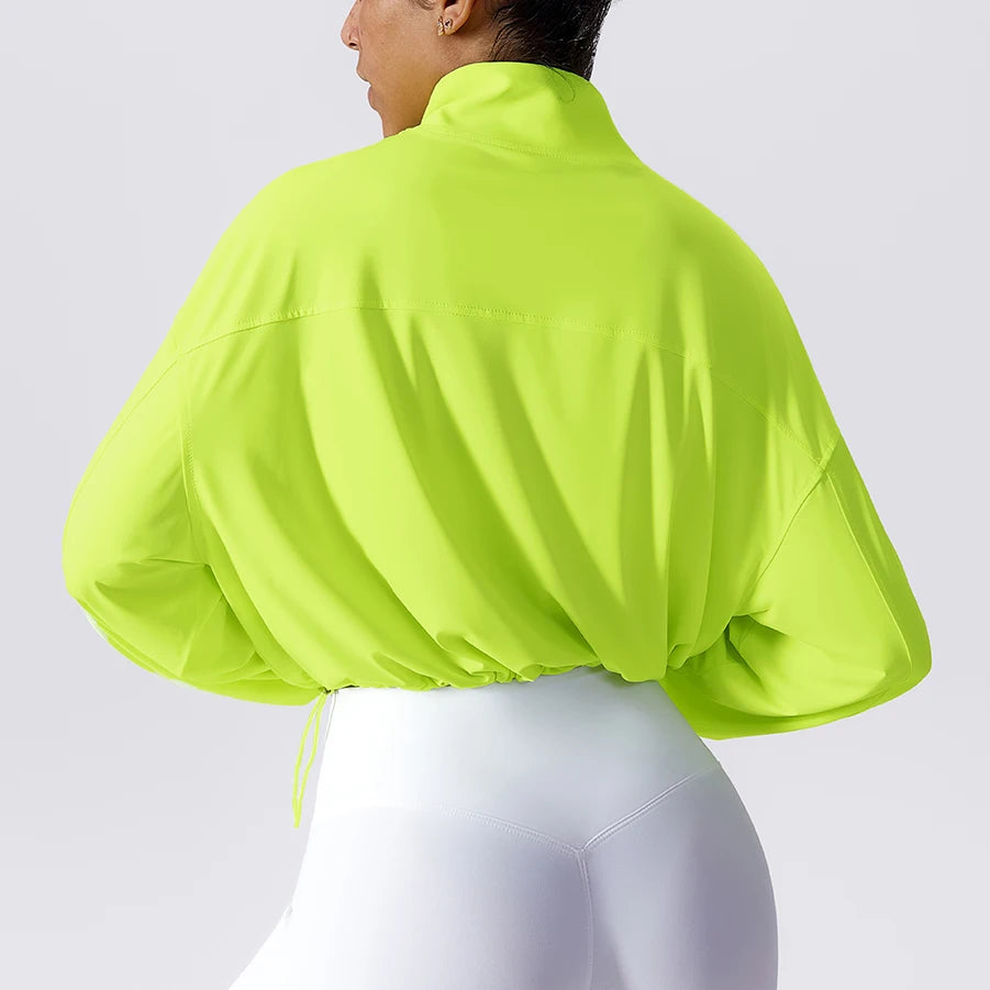 New Arrive Women Yoga Jacke With Shrink Rope Workout Coats Long Sleeve Slim Sports Jacket Gym Outfits