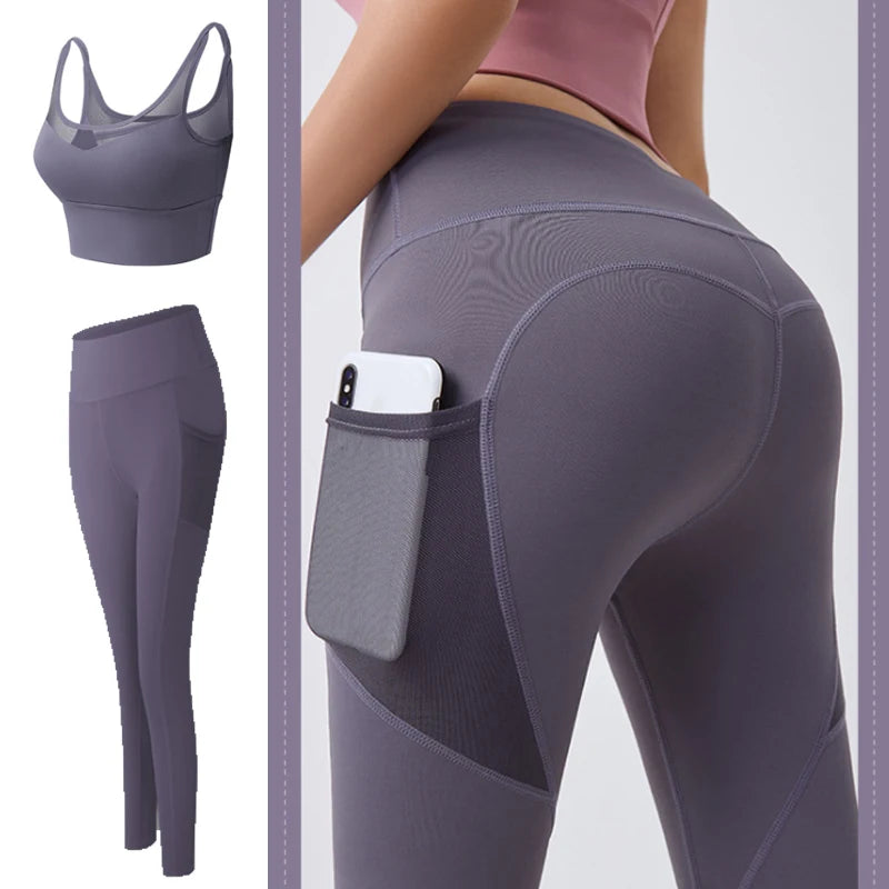 2 Piece Set Workout Clothes for Women Sports Bra and Leggings Set Sports Wear for Women Gym Clothing Athletic Yoga Set