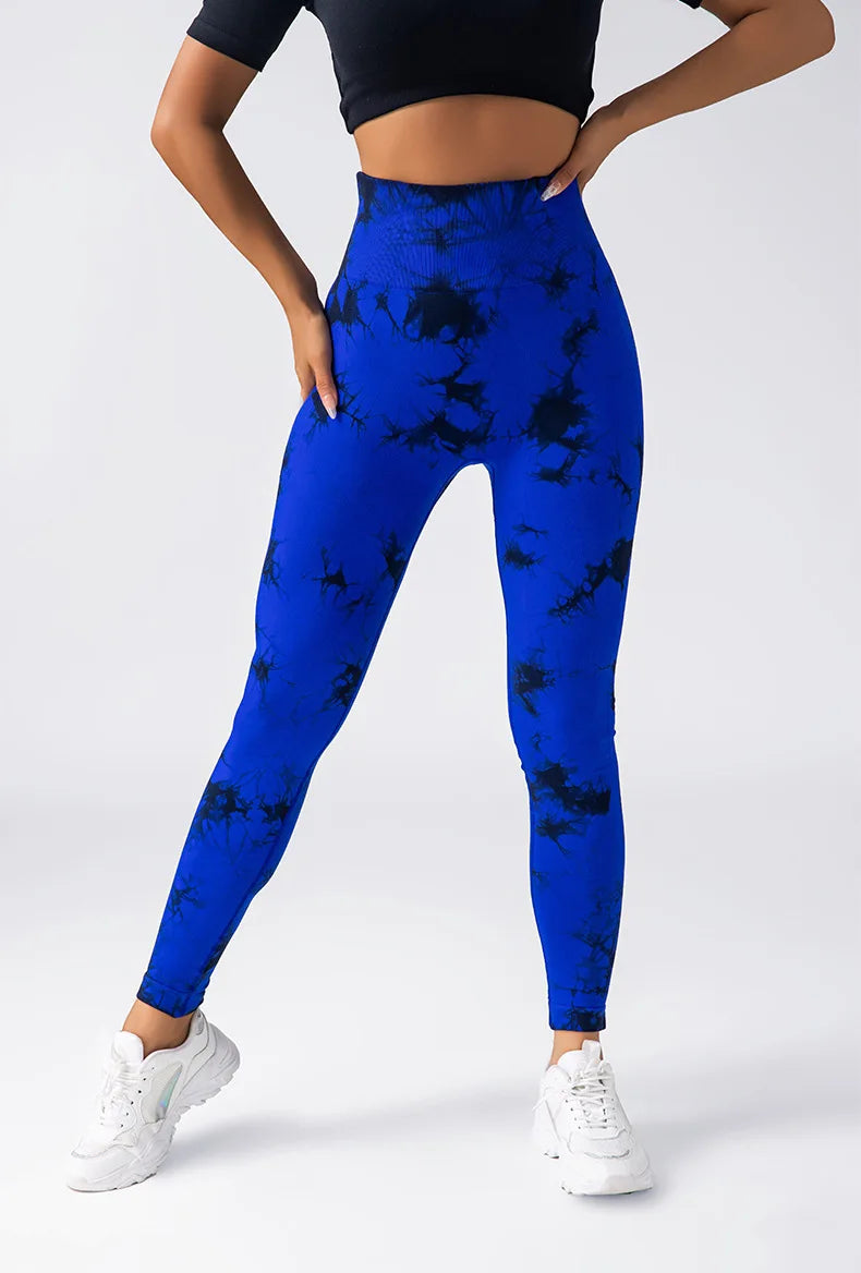Ladies Tie Dye Nylon Spandex Fitness Workout Custom Sports High Waist Scrunch Butt Seamless Gym Leggings for Women Yoga Leggings