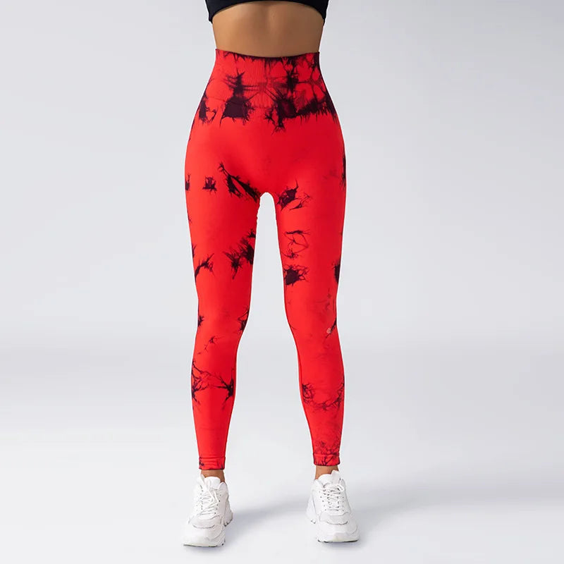 Ladies Tie Dye Nylon Spandex Fitness Workout Custom Sports High Waist Scrunch Butt Seamless Gym Leggings for Women Yoga Leggings