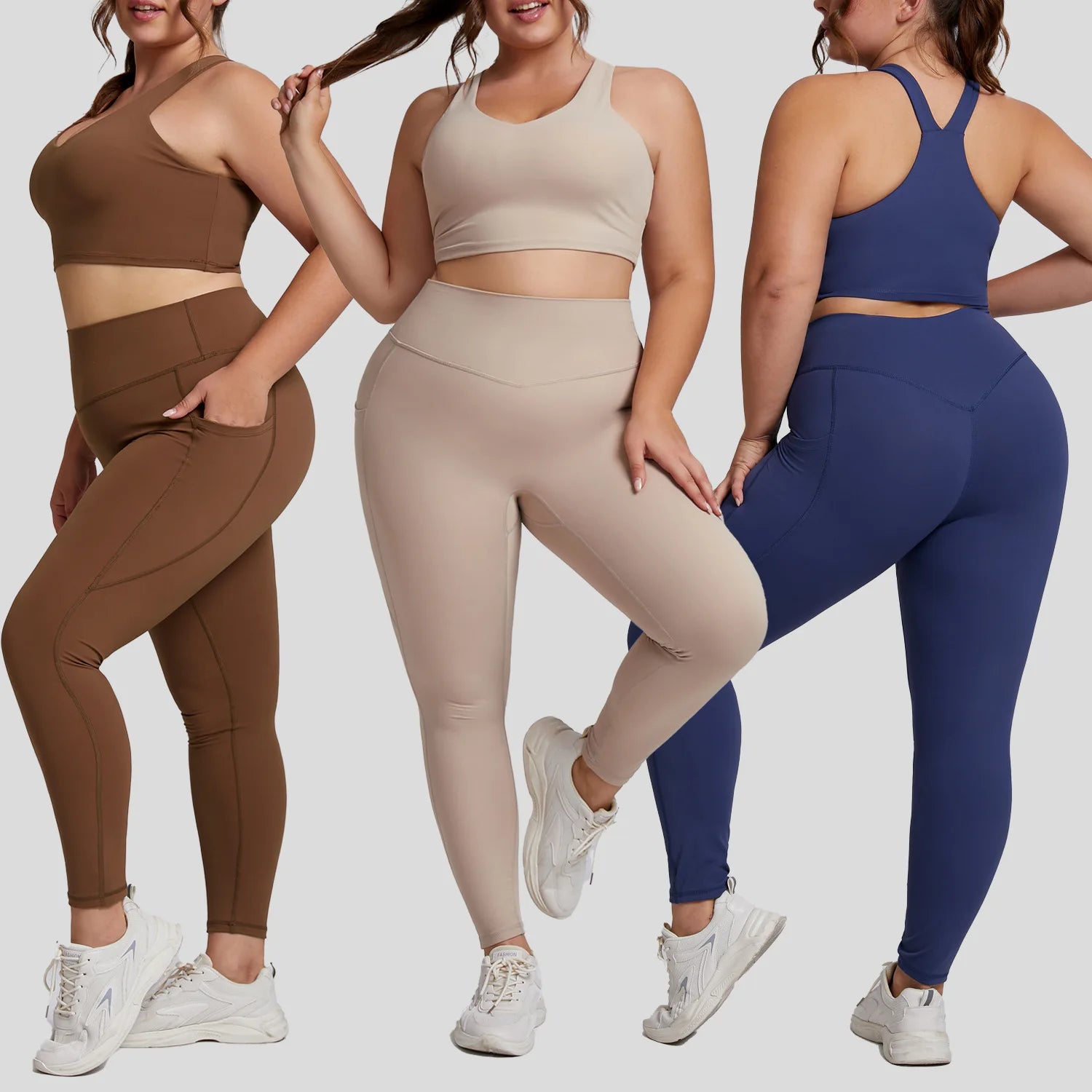 Plus Size 3XL New Ladies Yoga  Set Pocket Yoga Leggings Gym Pants Sports Bra Workout Women Yoga Suit