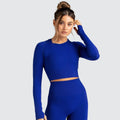 New Knitted Seamless Women Yoga Top Running Outerwear Long Sleeves Top Female Gym Training Yoga Top