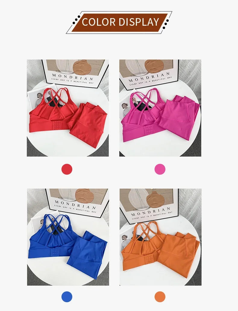 2 Piece Yoga Clothes Women's AthleticWear Gymwear Workout Clothes Gym Crop Top High Waist Legging Fitness Bra Set Sports Suits👚