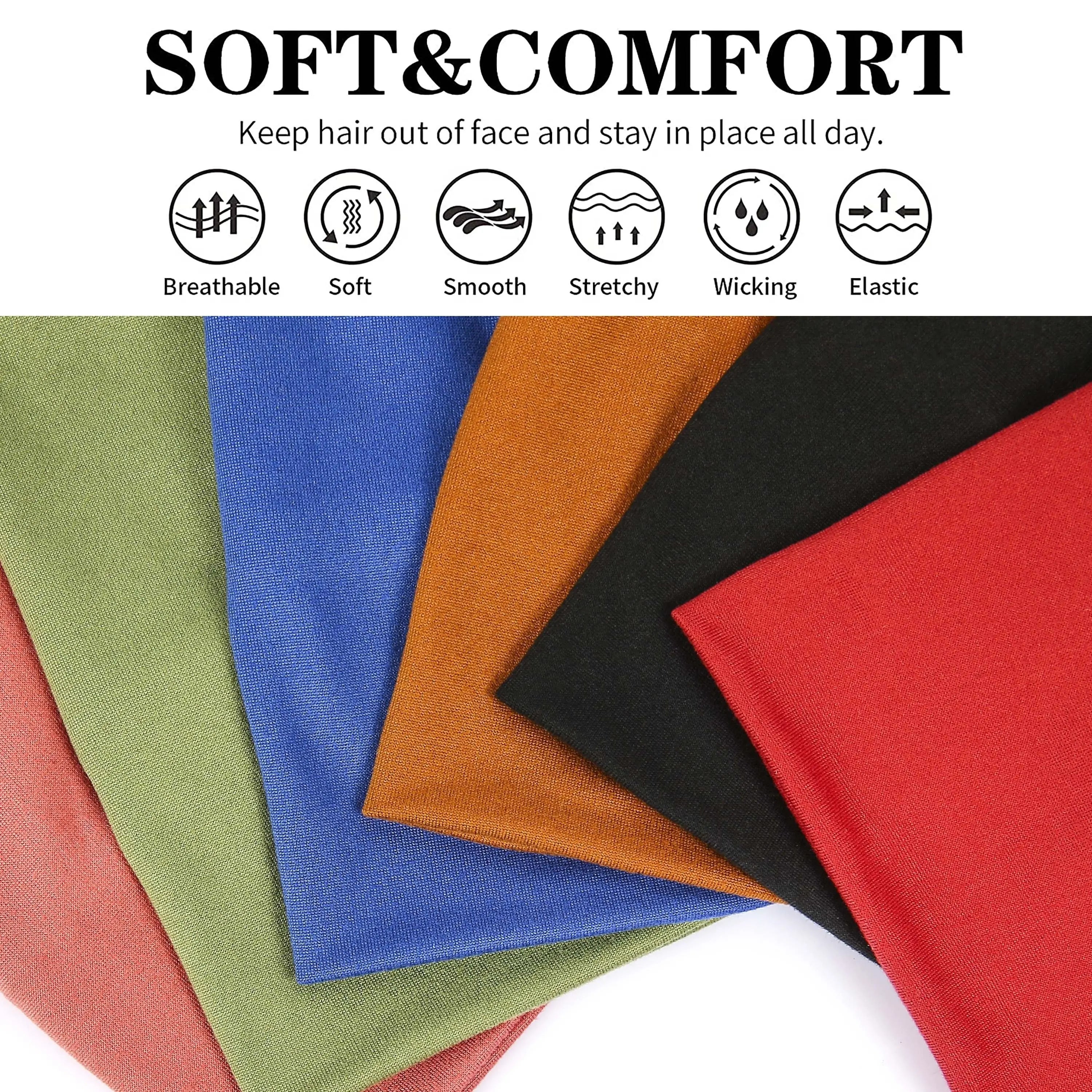 Wide Headbands For Women Non Slip Soft Elastic Hair Bands Yoga Running Sports Workout Gym Head Wraps Turbans Bandana