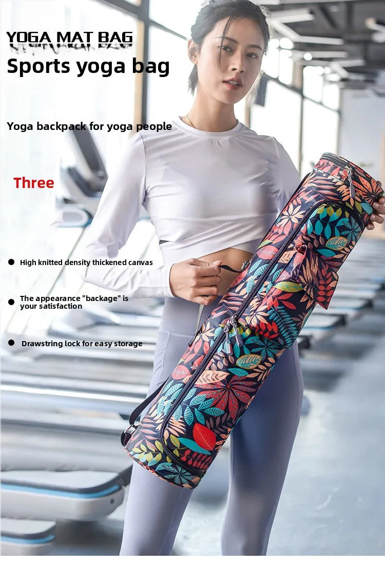 Yoga Mat Storage Bag Women's Large Capacity Sports Fitness Yoga Canvas Big Flower Fabric Luggage Travel Bag Carry on Luggage