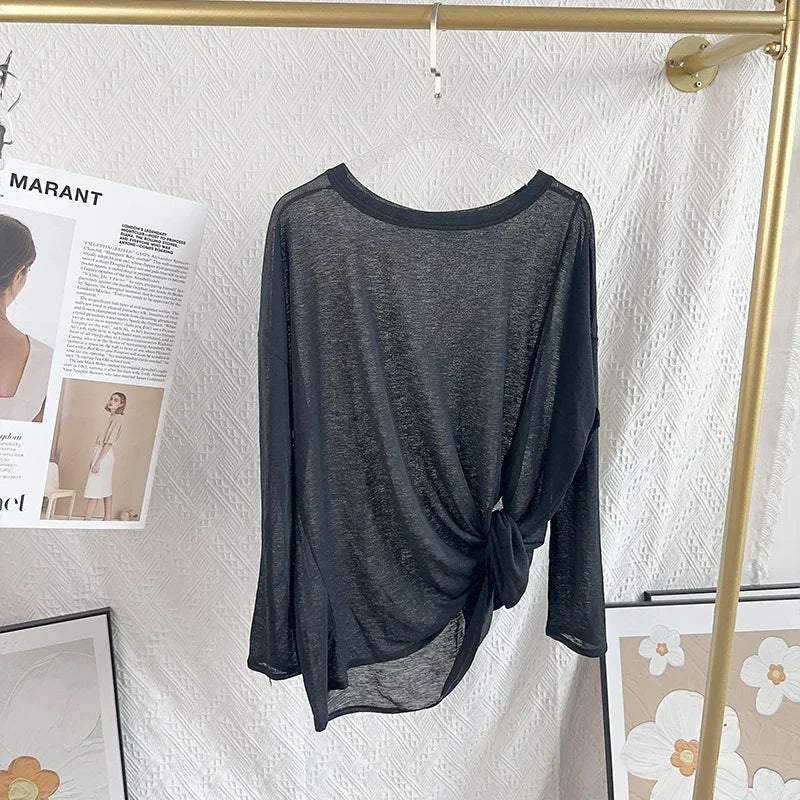 Yoga Long Sleeves Shirts Women Quick Drying Thin Sports Tops Casual Loose Fitness T-Shirts Workout Running Pilates Clothes Gym