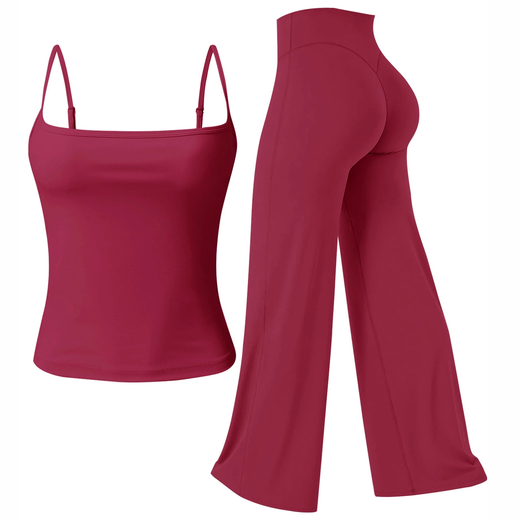 Sports Workout Sets for Women 2 Pieces, Tank Top+Workout Leggings Womens No Front Seam Straight Leggings 30'' High Waist Legging