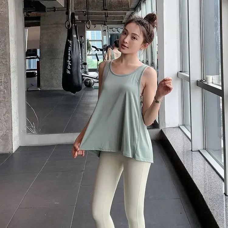Yoga Clothes Vest Women's Beautiful Back Loose Fitness Top European and American Style