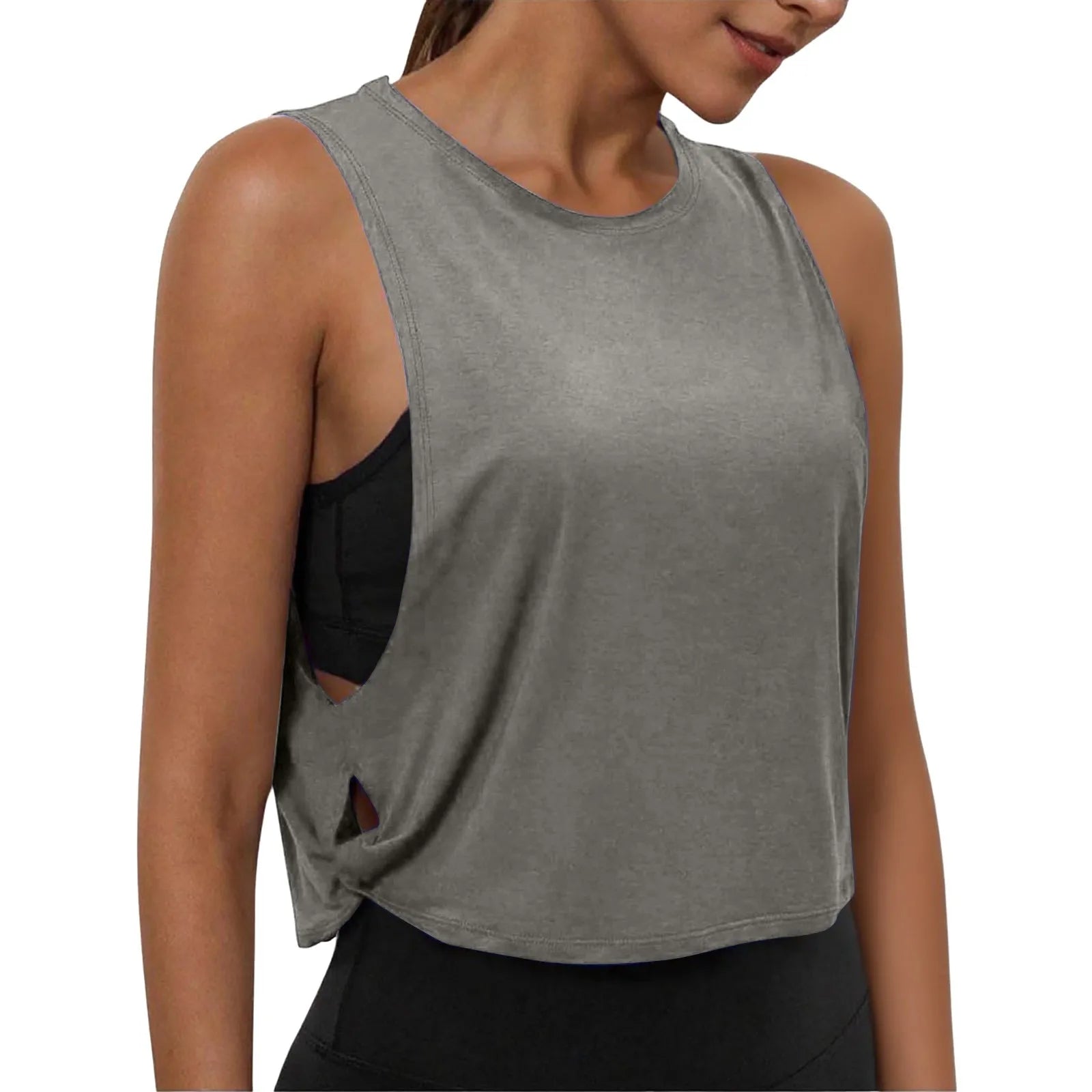 Women'S Fashion Round Neck Yoga Wear Sleeveless Athletic Vest Casual Top Ropa De Mujer Woman Clothes Top Mujer Summer Tops