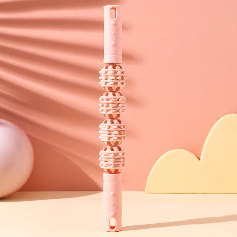 4 Ball Roller Muscles Massage Stick Relaxation Yoga Fitness Wolf Tooth Fascia For Calves Thighs Quadriceps Arms Forearms