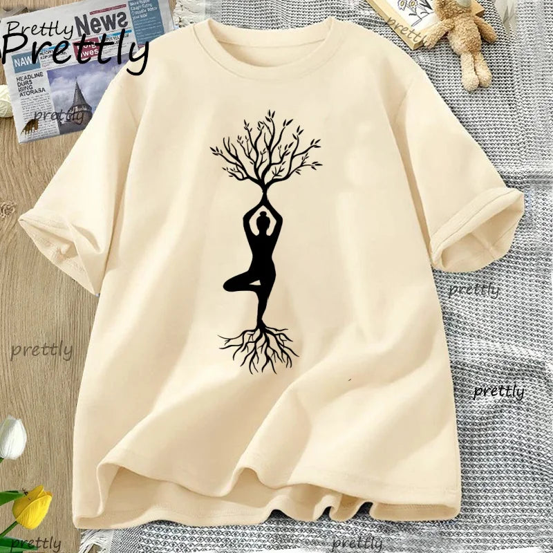 Yoga T Shirt Women Female Namaste T-Shirt Yogi Yoga Lover Tshirt Casual Cotton Short Sleeve Round Neck Tee Shirt Woman Clothing