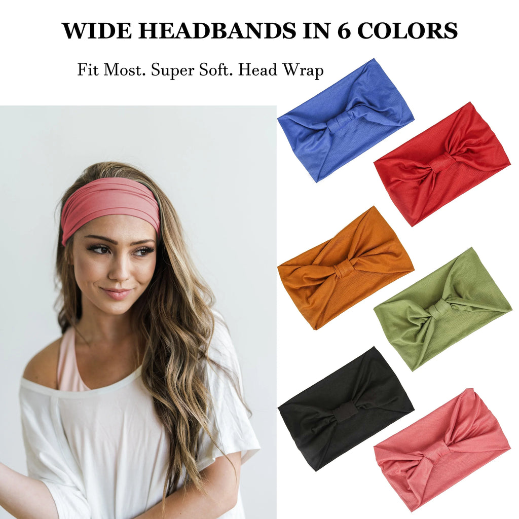 Wide Headbands For Women Non Slip Soft Elastic Hair Bands Yoga Running Sports Workout Gym Head Wraps Turbans Bandana