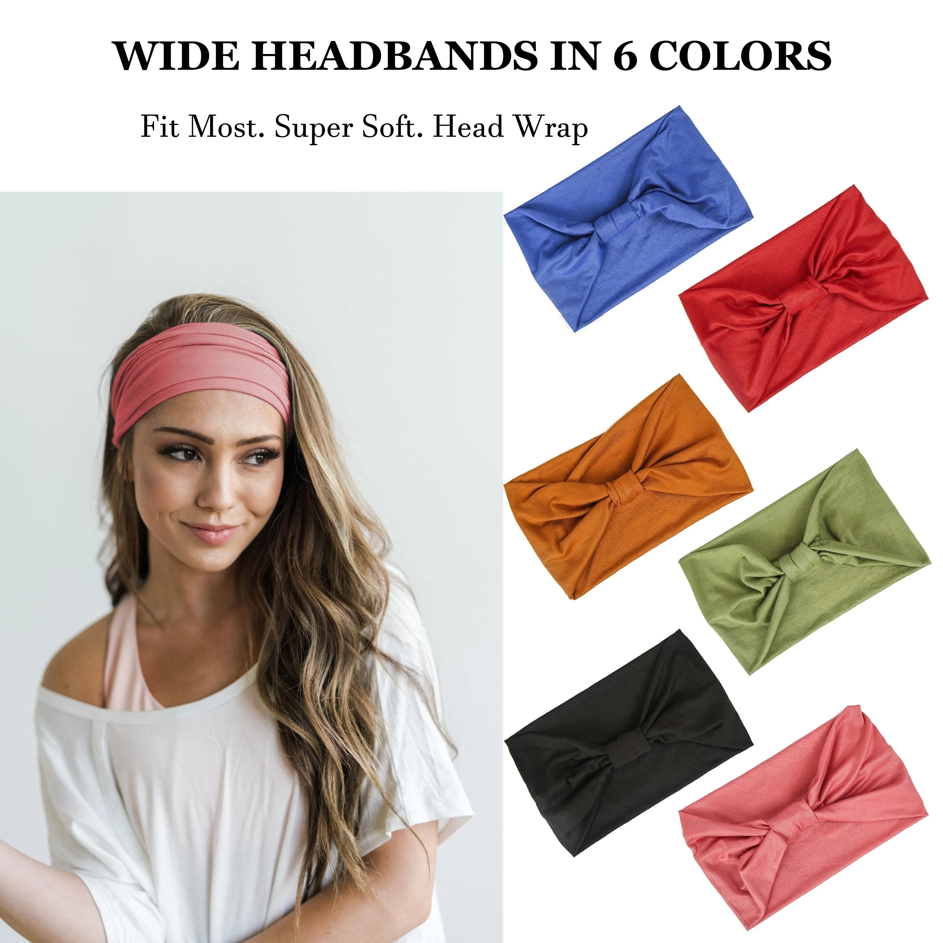 Wide Headbands For Women Non Slip Soft Elastic Hair Bands Yoga Running Sports Workout Gym Head Wraps Turbans Bandana