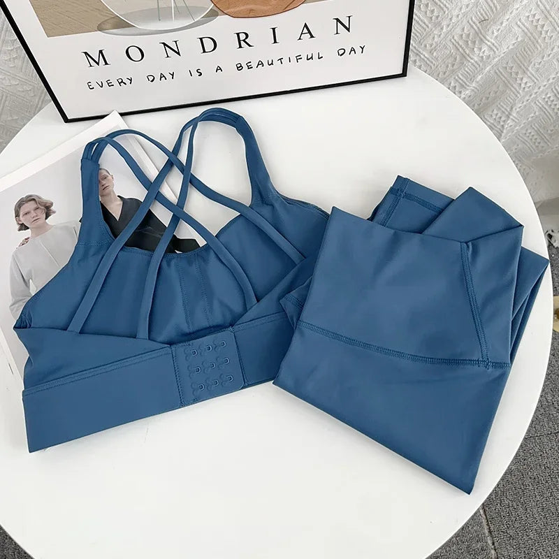 2 Piece Yoga Clothes Women's AthleticWear Gymwear Workout Clothes Gym Crop Top High Waist Legging Fitness Bra Set Sports Suits👚