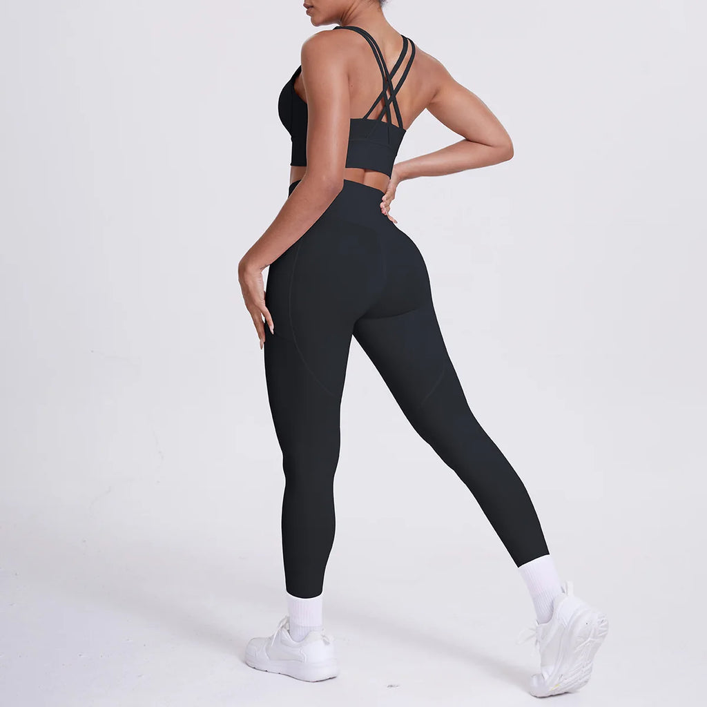 Yoga Pants Bare-Feeling Wide Waistband Non-Slip Design Double Pockets Running And Daily Wear Suitable Women's Fitness Trousers