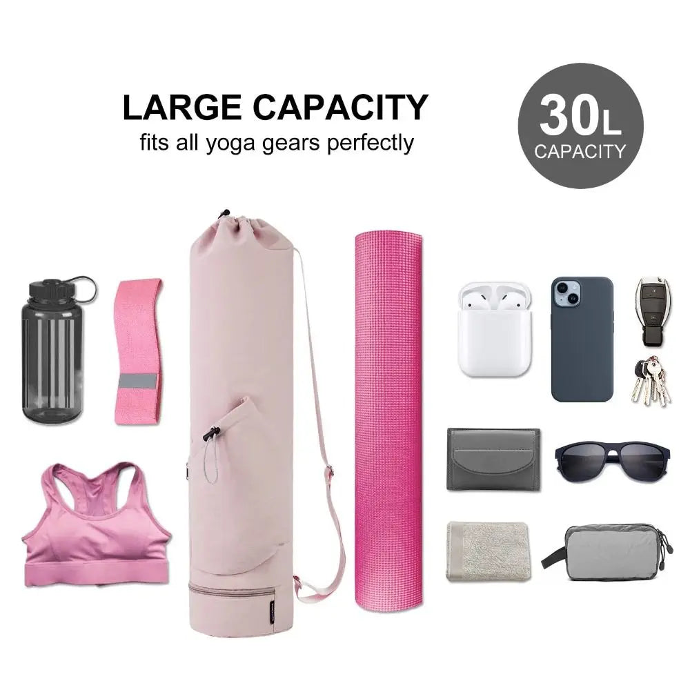Yoga Backpack Large Capacity Yoga Mat Bag Waterproof Adjustable Shoulder Straps Breathable Sports Bag Portable Black Gym
