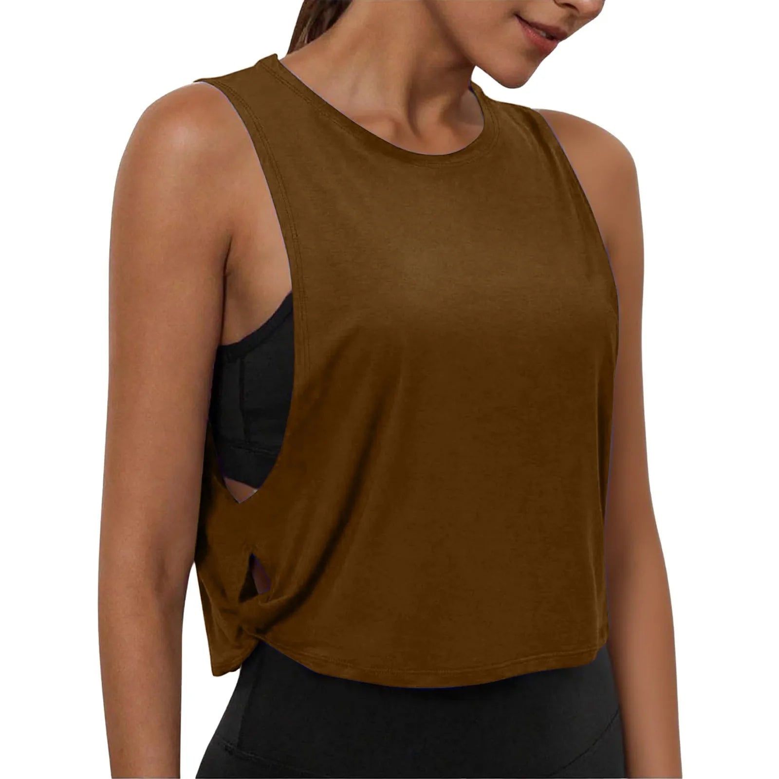 Women'S Fashion Round Neck Yoga Wear Sleeveless Athletic Vest Casual Top Ropa De Mujer Woman Clothes Top Mujer Summer Tops