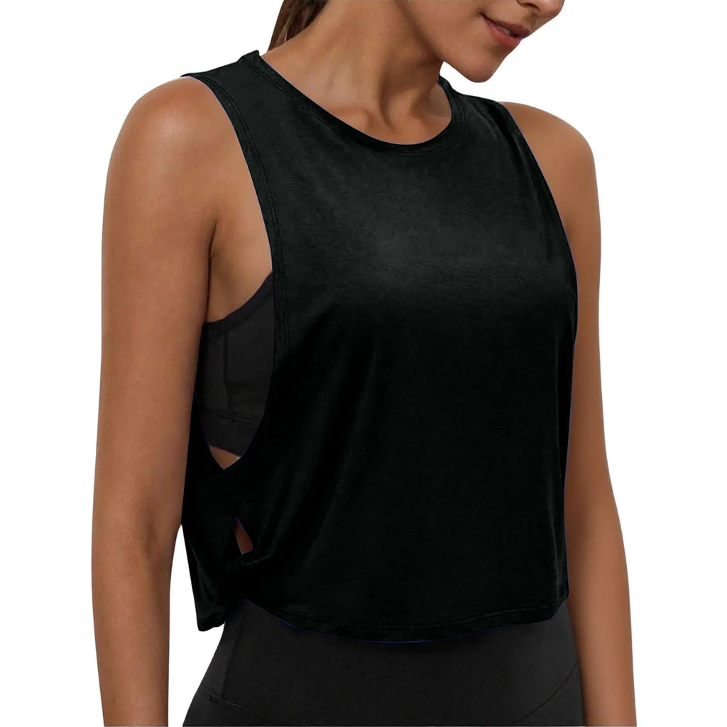 Women'S Fashion Round Neck Yoga Wear Sleeveless Athletic Vest Casual Top Ropa De Mujer Woman Clothes Top Mujer Summer Tops